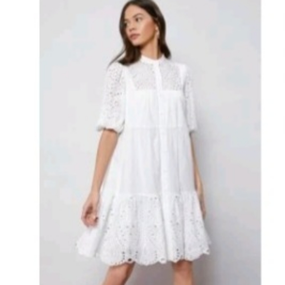 White Puff Sleeve Dress - S/4